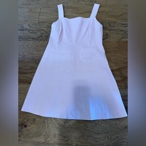 Theory Pink Square Neck Linen Mini Dress Fit & Flare Size 8